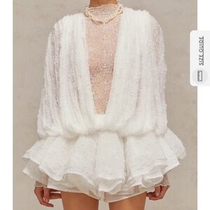 Elegant White Long Sleeve Dress